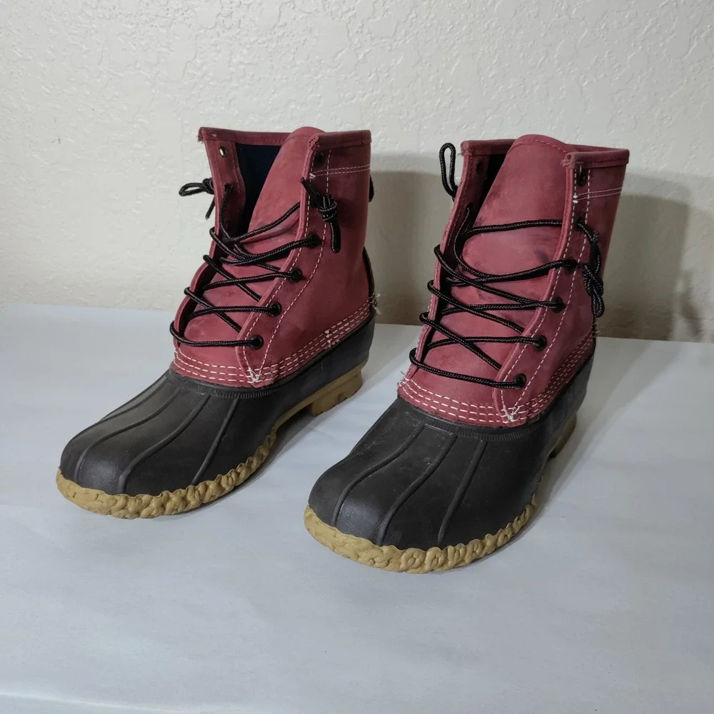 L.L. Bean Boots Mens 7 M Red Brown Duck Boots Made in USA 504776